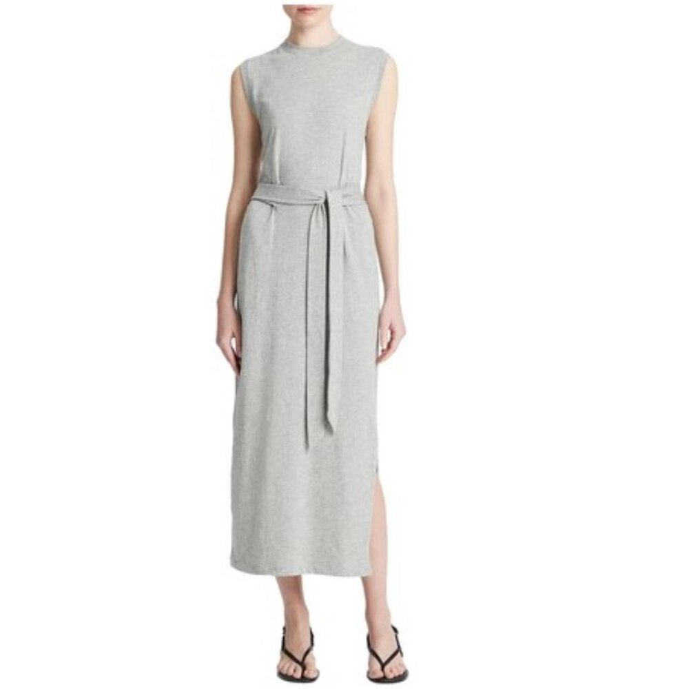 NEW! Vince Sleeveless Cotton Knit Midi Dress – Size M, Gray